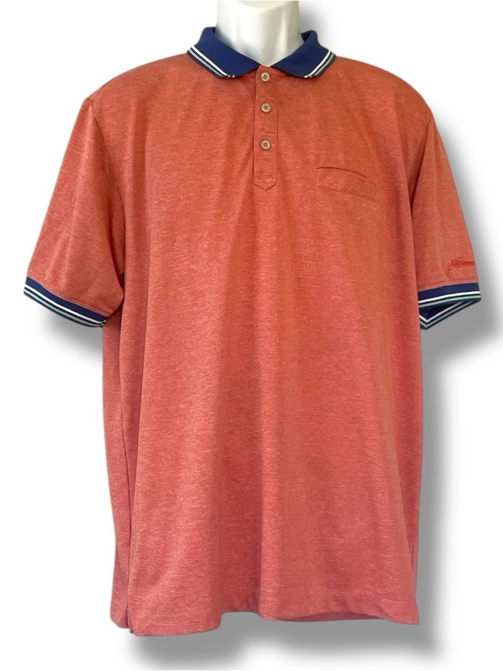 Jack Nicklaus StayDri Polo Shirt Mens Orange Coral Golf Performance Short Sleeve - Picture 3 of 6